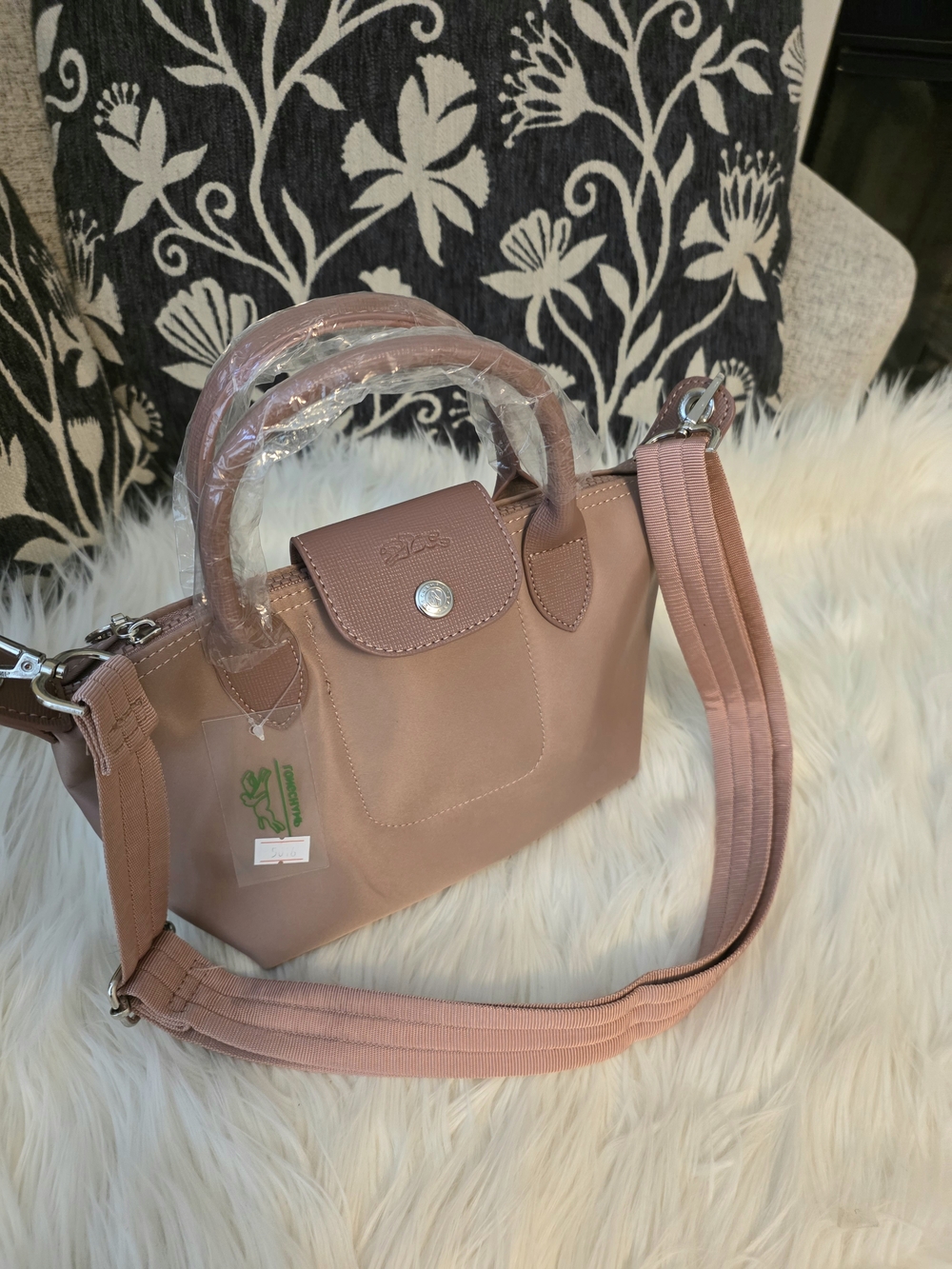 Longchamp Style Women's Pink Top-Handle Crossbody Bag